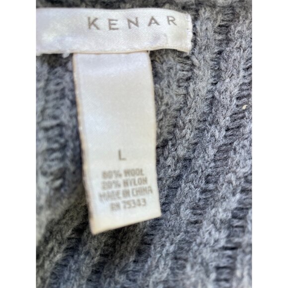 Kenar Wool & Nylon Gray Shawl Collar Short Sleeve Cardigan Sweater L - Picture 8 of 8